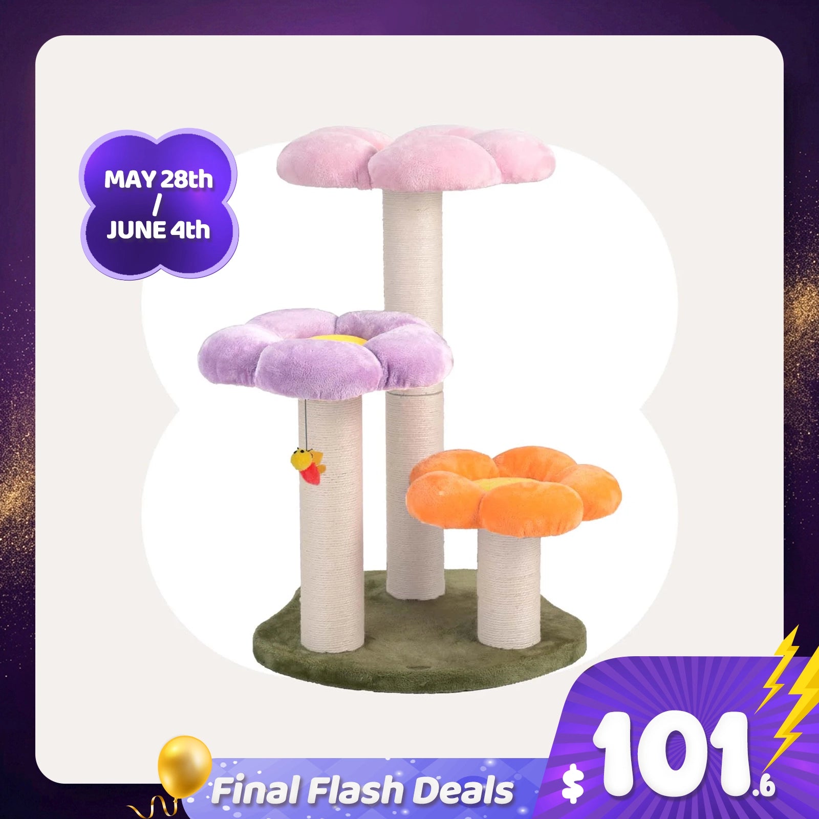 Three Flower Cat Tree – Happy & Polly