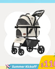 Foldable Pet Stroller with Detachable Carrier