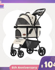 Foldable Pet Stroller with Detachable Carrier
