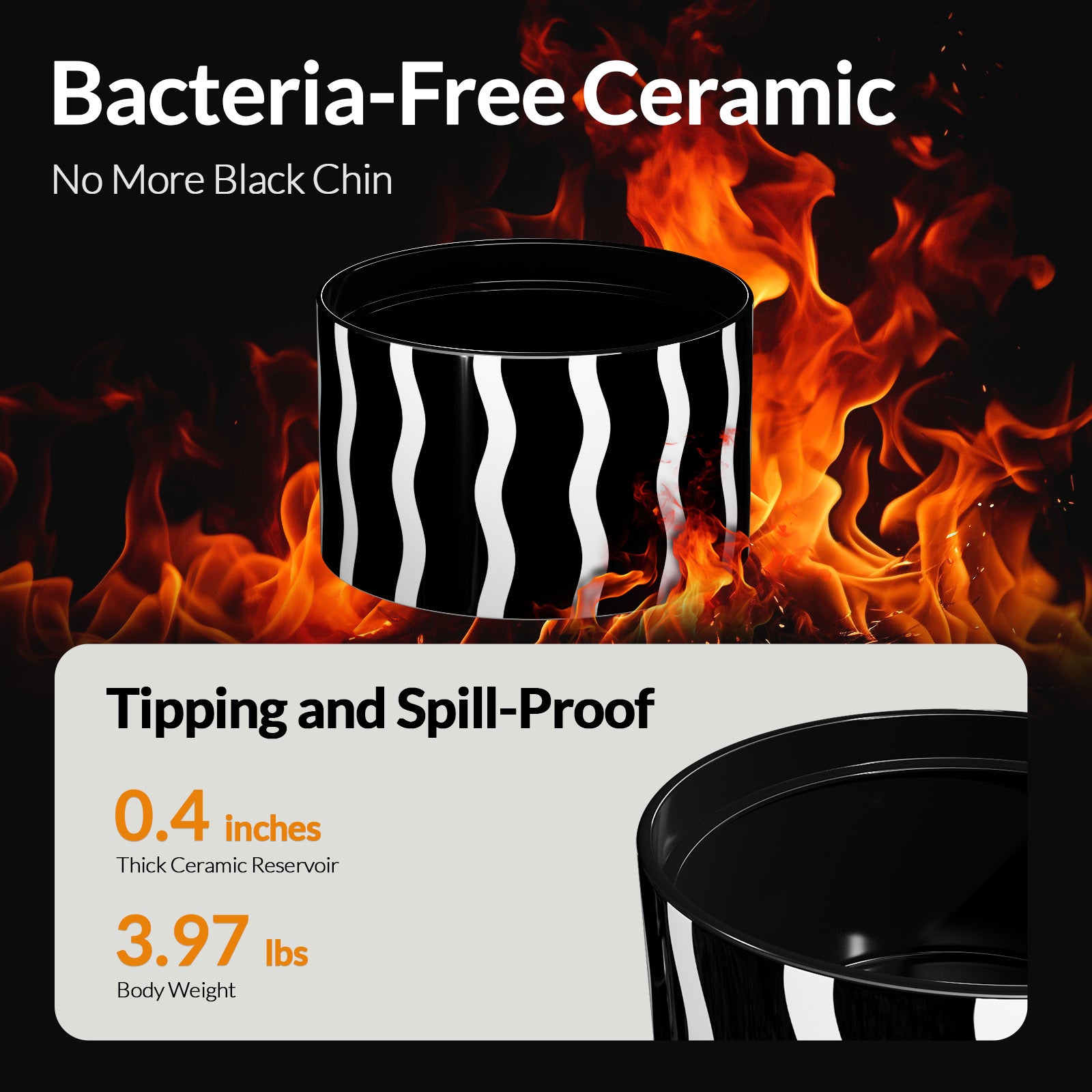 50oz/1.5L Devil Horn Ceramic Cat Water Fountain