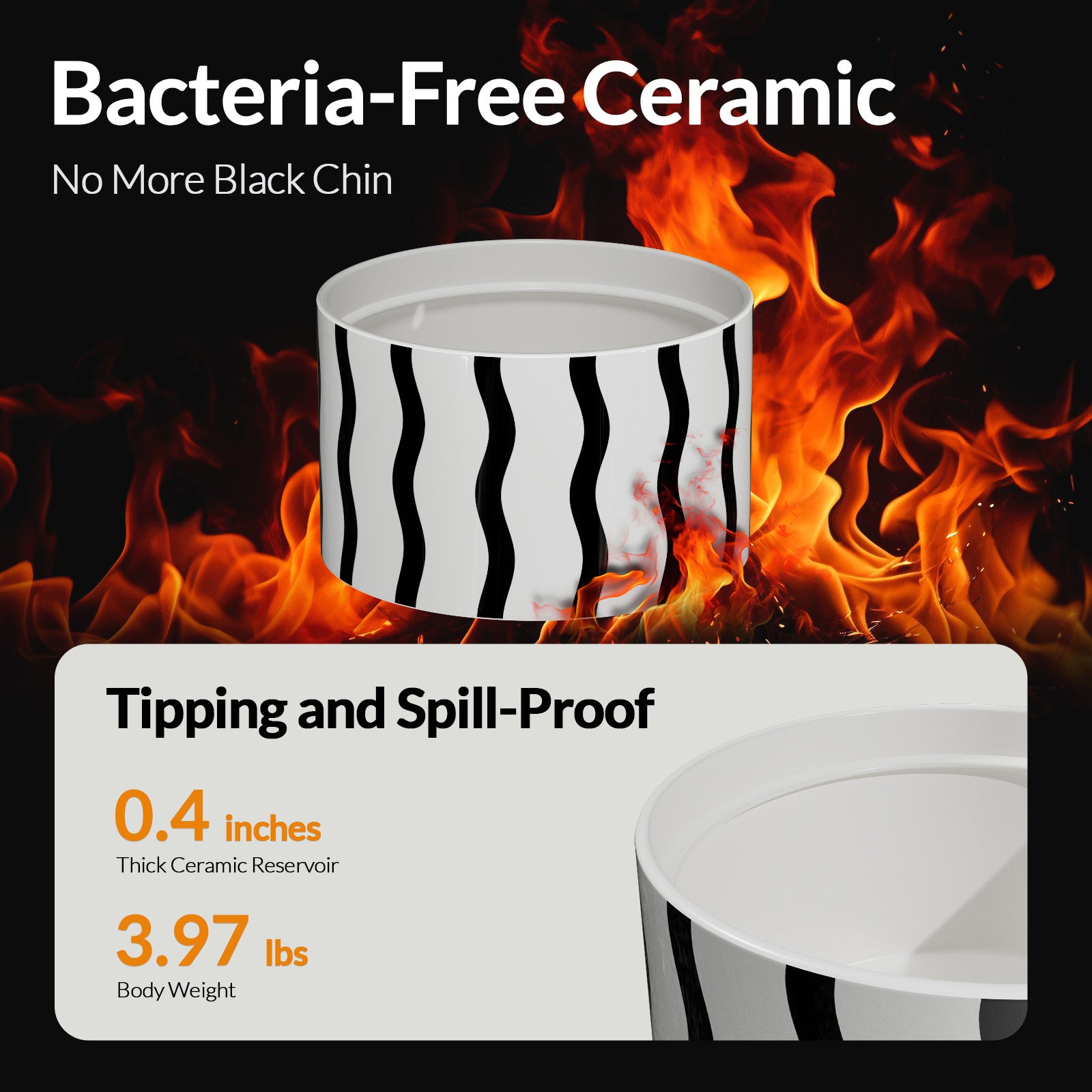 50oz/1.5L Devil Horn Ceramic Cat Water Fountain