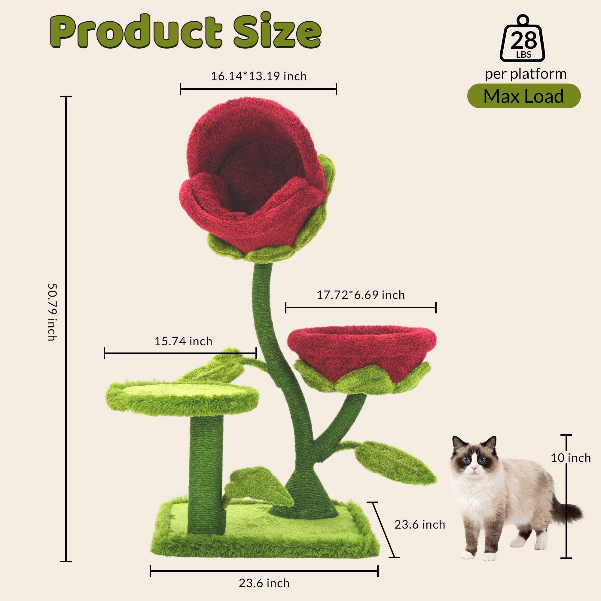 Happy & Polly 50.8'' Carnivorous Blossom Flower Cat Tree Max