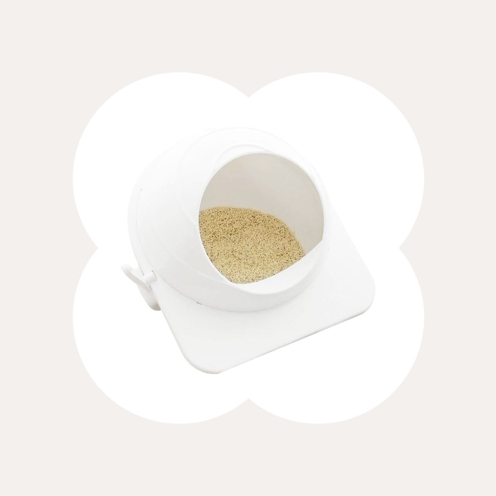 Space Capsule Semi-Enclosed Cat Litter Box with Scoop