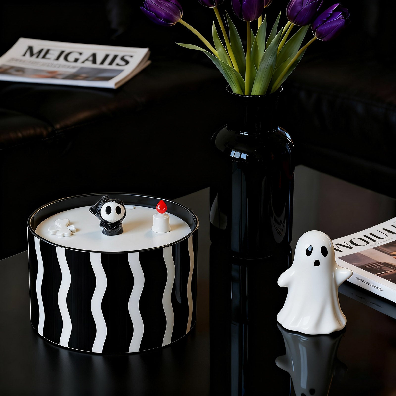 50oz/1.5L Devil Horn Ceramic Cat Water Fountain