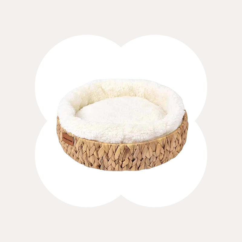 虎猫　フランスリネン&コットンガーゼ敷きパッド+サラビスキルトケット Handwoven Gourd Grass Cat Bed – Happy & Polly
