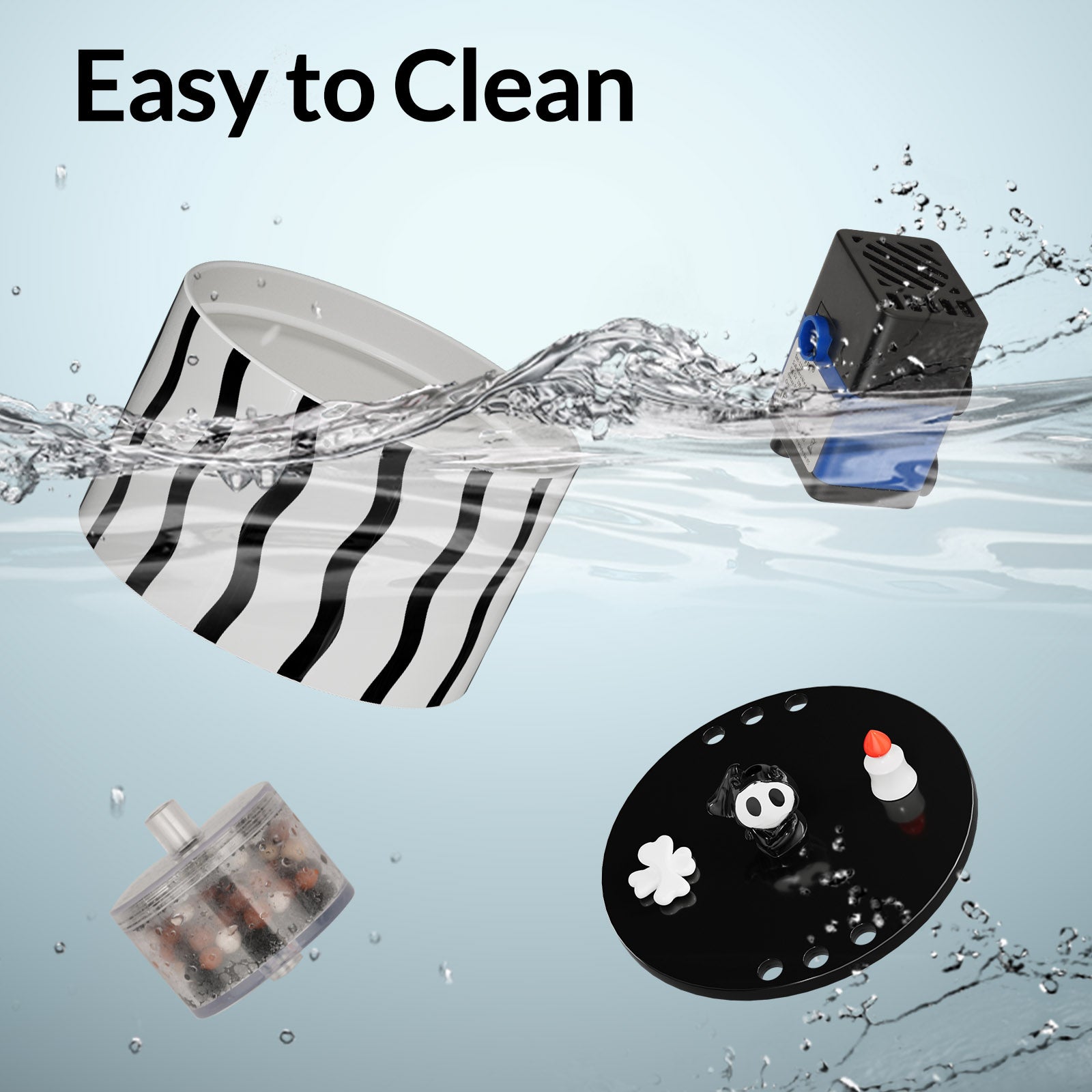 50oz/1.5L Devil Horn Ceramic Cat Water Fountain