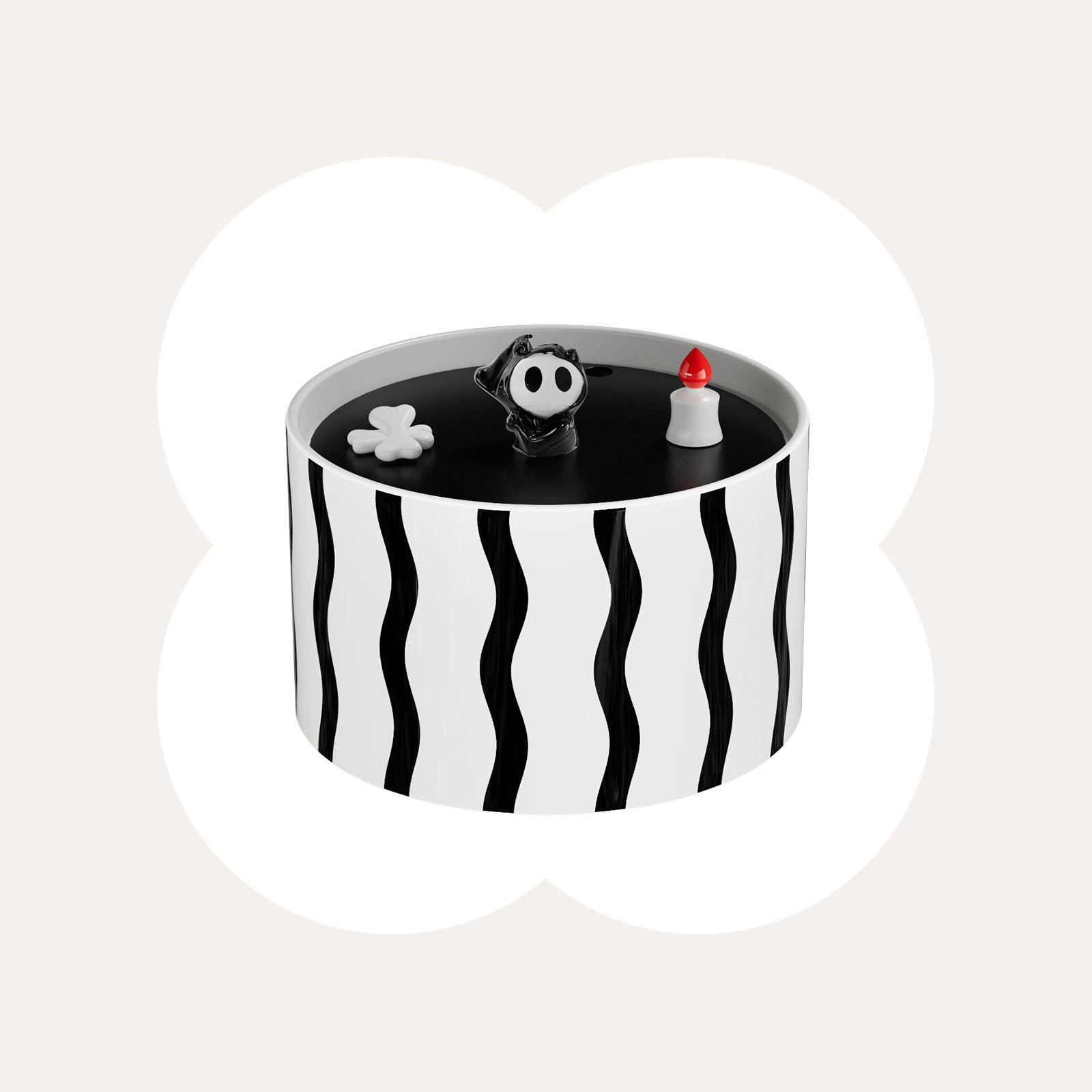 DimMoire EvilCat フード BlackWhite 50oz/1.5L Devil Horn Ceramic Cat Water Fountain – Happy & Polly