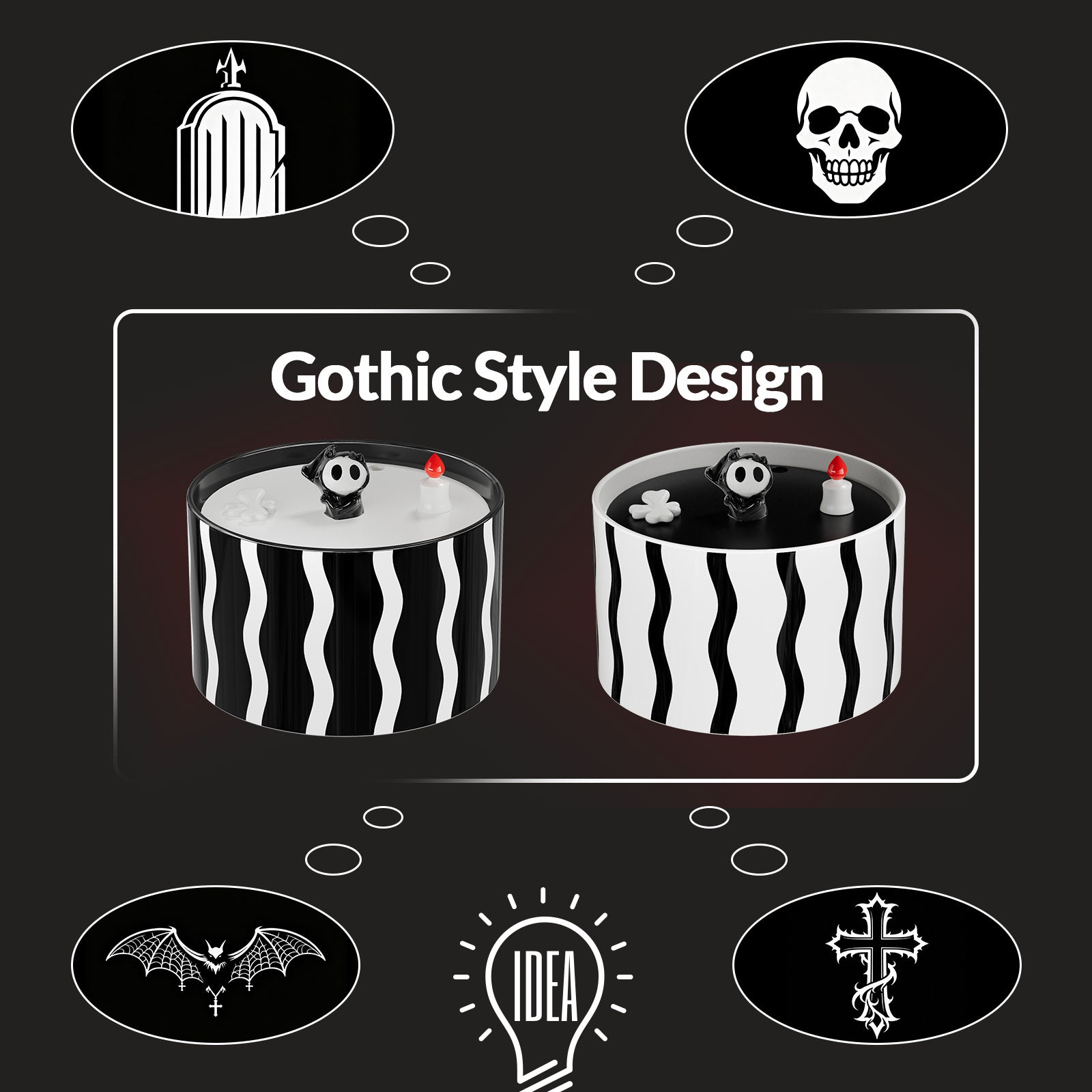 50oz/1.5L Devil Horn Ceramic Cat Water Fountain