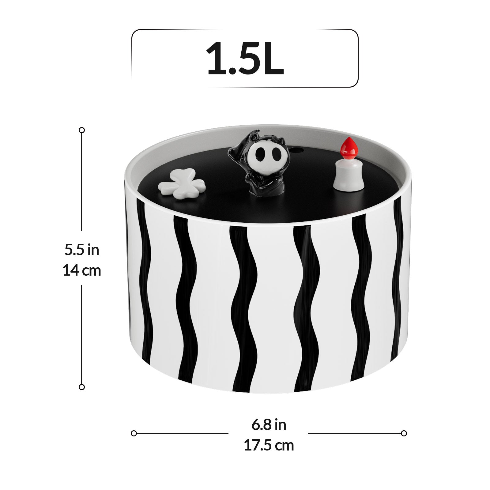 50oz/1.5L Devil Horn Ceramic Cat Water Fountain