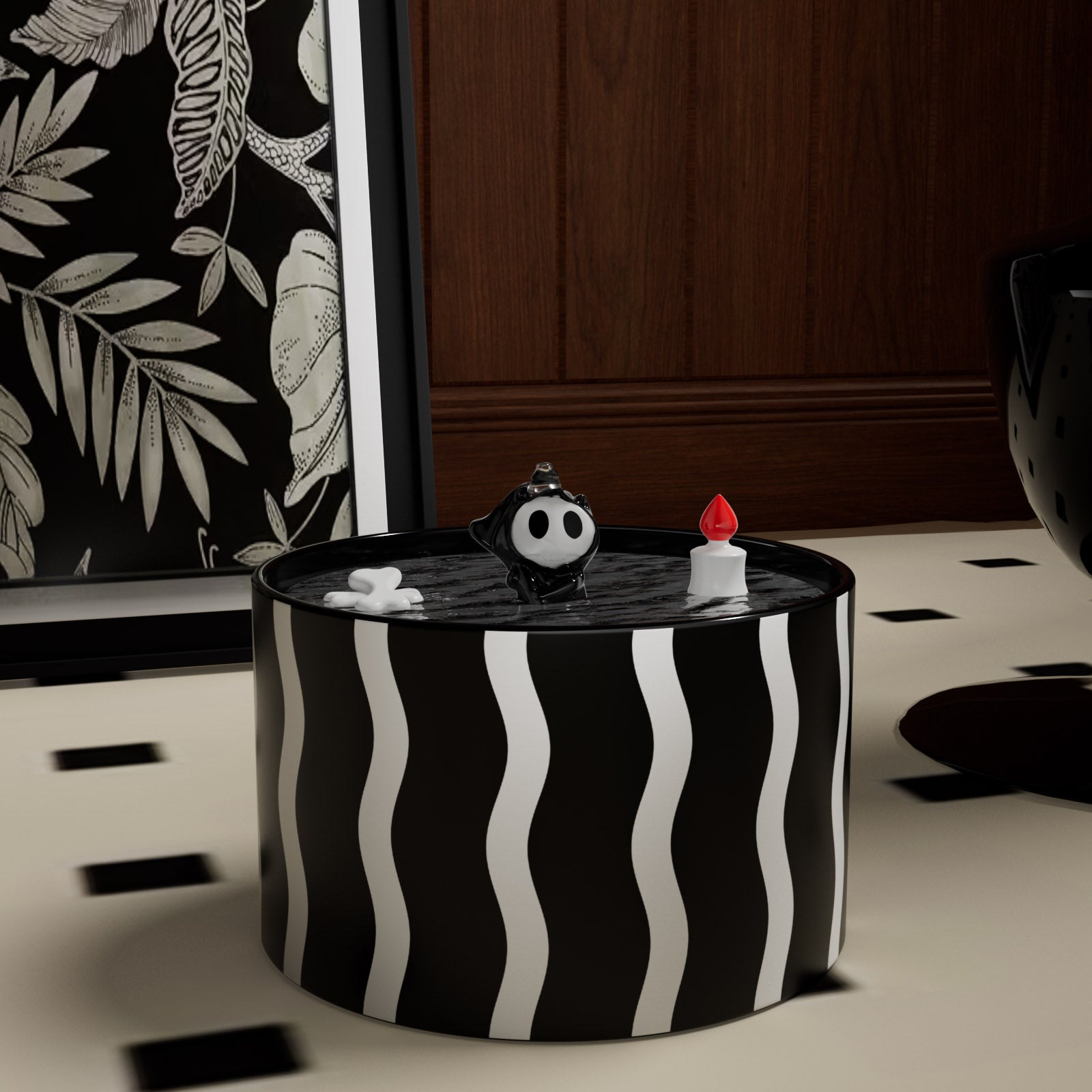 50oz/1.5L Devil Horn Ceramic Cat Water Fountain