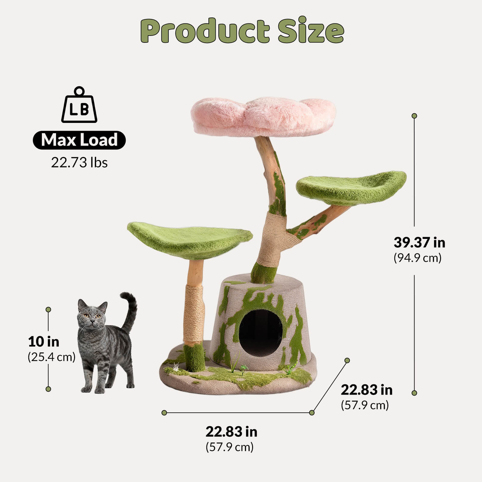 Enchanted Blossom Solid Wood Cat Tree – Happy & Polly