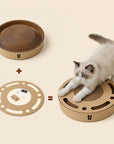 2-in-1 Round Kraft Paper Cat Scratcher Bed & Puzzle Toy