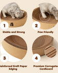 2-in-1 Round Kraft Paper Cat Scratcher Bed & Puzzle Toy