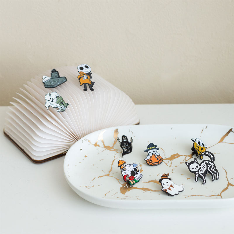 Whimsical Skull Badges Set