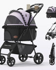 Foldable Pet Stroller with Detachable Carrier