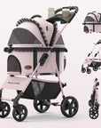 Foldable Pet Stroller with Detachable Carrier