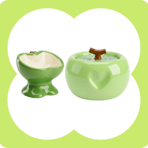 Love Apple Cat Bowl & Fountain Set