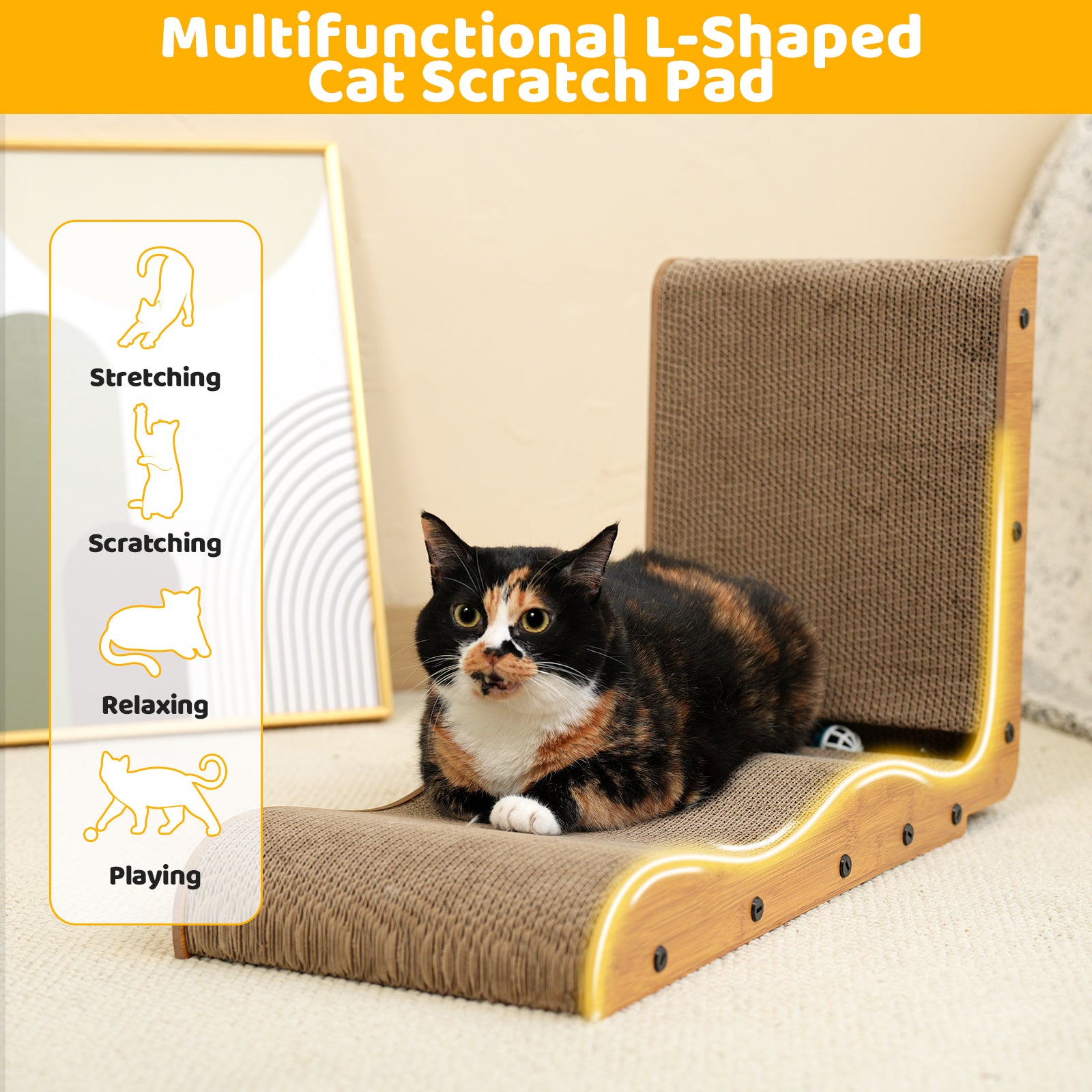 L Shape Cat Scratcher – Happy Polly - Main Image