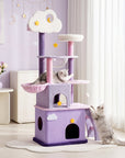 70 inch Moonlight Palace Cat Tree lifestyle with cats