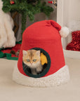 Christmas Santa Hat Cat Bed