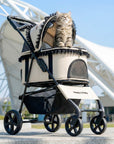 Foldable Pet Stroller with Detachable Carrier