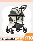 Foldable Pet Stroller with Detachable Carrier