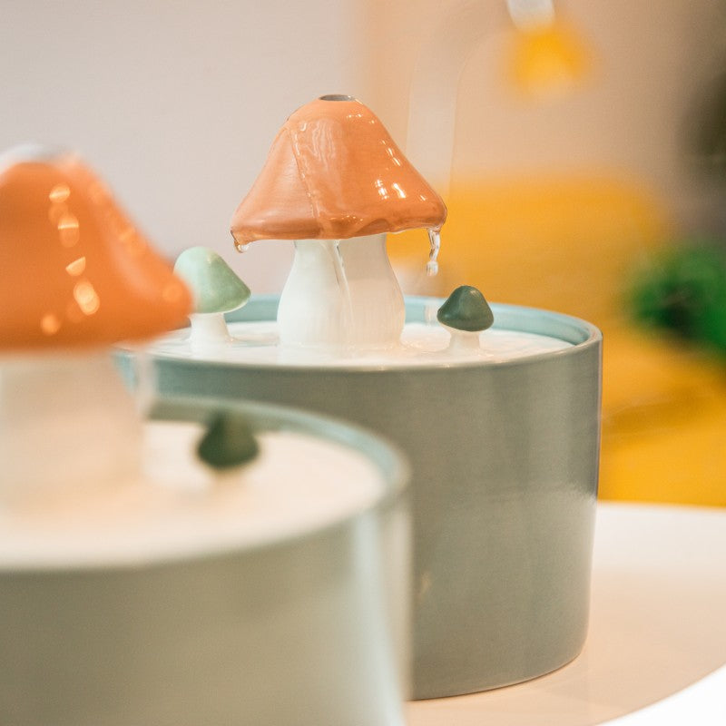 succulent water fountain cat Mushroom Water Fountain For Cats – Happy & Polly Green / S- 34 oz / Drinking Fountain & Pump