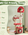 Large Red Mushroom Cat Tree - multi cat Design- Happy&Polly