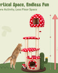 Large Red Mushroom Cat Tree - Vertical space Design- Happy&Polly