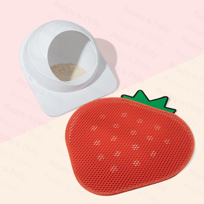Double-Layer Strawberry Cat Litter Trapping Mat โ Keep Your Floors Clean