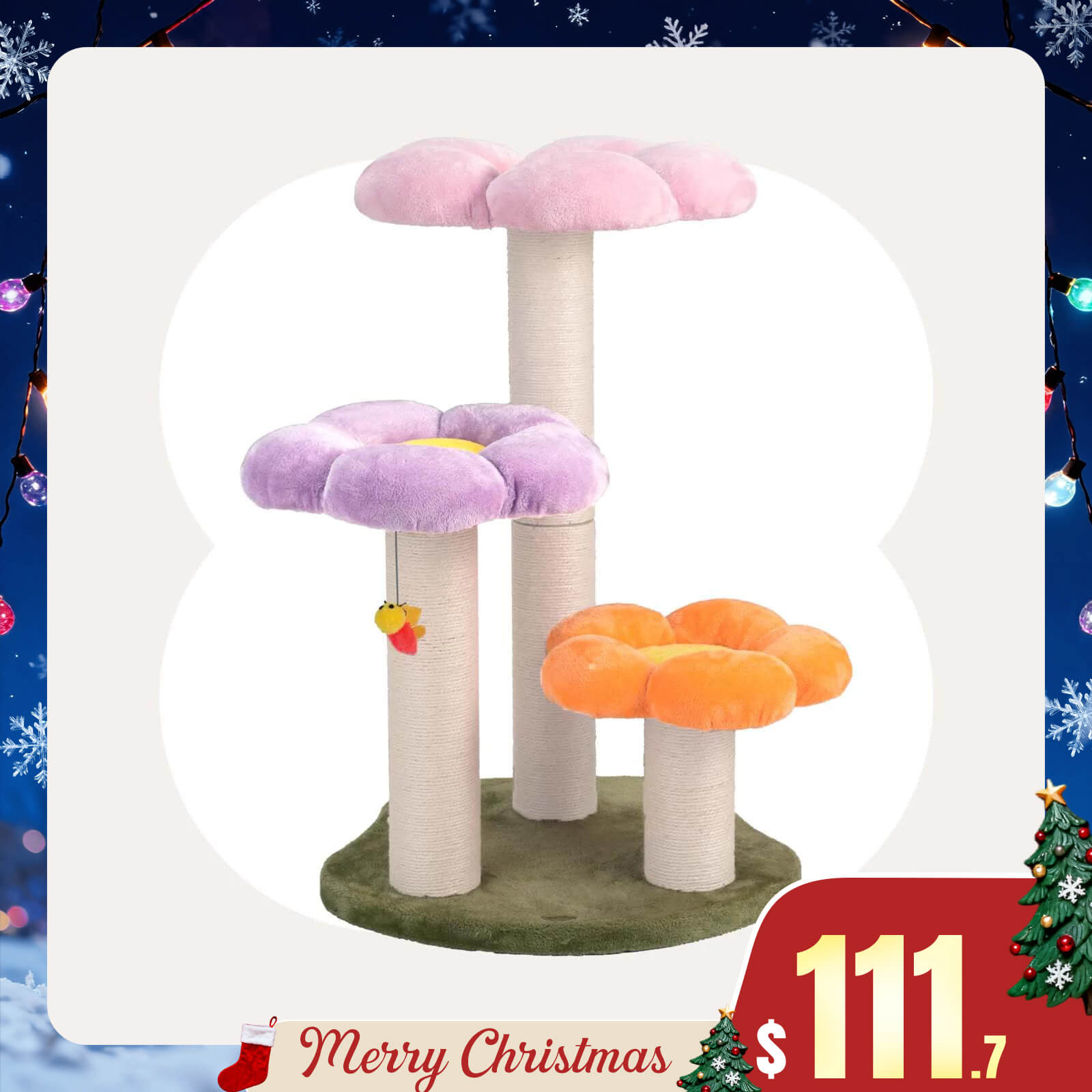 Three Flower Cat Tree – Happy & Polly