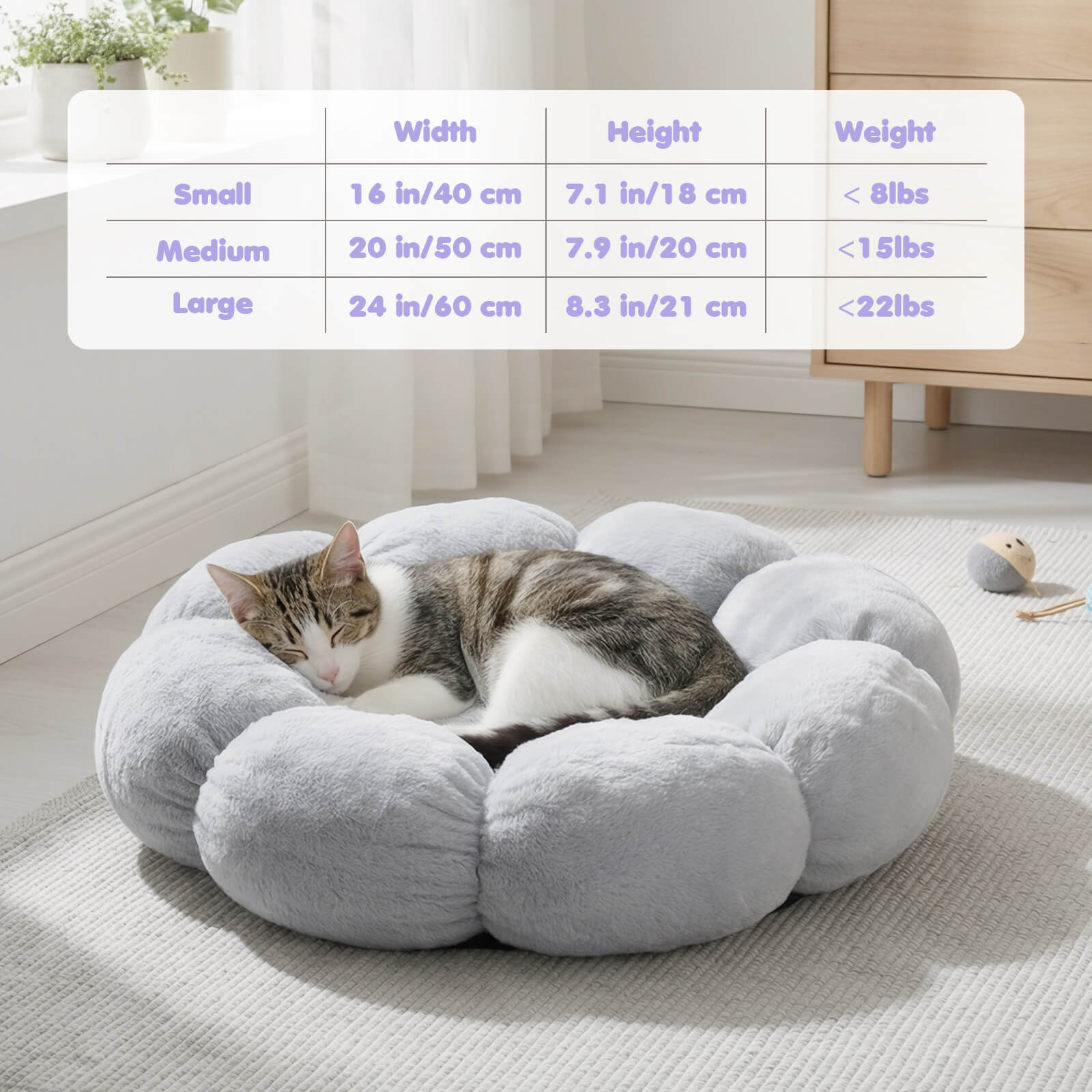 Bloomy Flower Cozy Plush Cat Bed – Happy & Polly