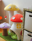 Magic Mushroom Cat Tree placed beside a cabinet