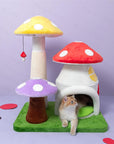A cat lying in the condo of the Magic Mushroom Cat Tree