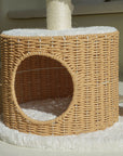 Detail of the handwoven condo on the Milk Cloud Cat Tree
