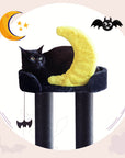 Nightfall Cat Tree, moon and bat theme details.