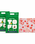 Happy & Polly Tofu & Cassava Cat Litter two 5.5lb Bags with Sweetie Heart Cat Litter Mat — white background