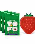 Happy & Polly Tofu & Cassava Cat Litter four 5.5lb Bags with Double-Layer Strawberry Cat Litter Trapping Mat – Keep Your Floors Clean — white background