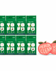 Happy & Polly Tofu & Cassava Cat Litter eight 5.5lb Bags with Fruit Series Cat Litter Mat — Peach — white background