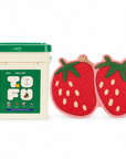Happy & Polly Tofu & Cassava Cat Litter 20lb Bucket with Fruit Series Cat Litter Mat — Strawberry — white background
