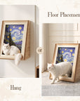 Wooden Art Cat Scratcher House floor placement or hanging display