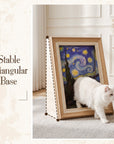 Wooden Art Cat Scratcher House stable triangular base