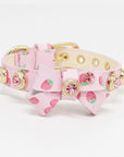 Hand Made Leather Pet Collar Strawberry