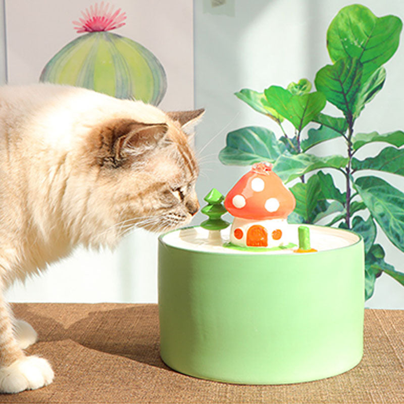 Water Pump Homemade Cat Water Fountain Mushroom House Water