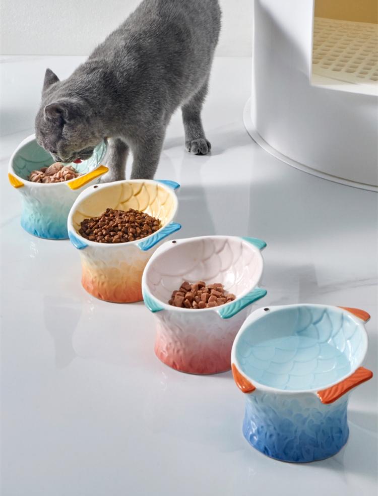2 Cat Elevated Raised Cat Food Bowl & Water Bowls Food Water Dishes White  Black