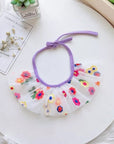Flower Embroidery Cat Bib