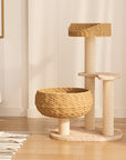 front view of Sleeping in the Bowl Cat Tree in bedroom