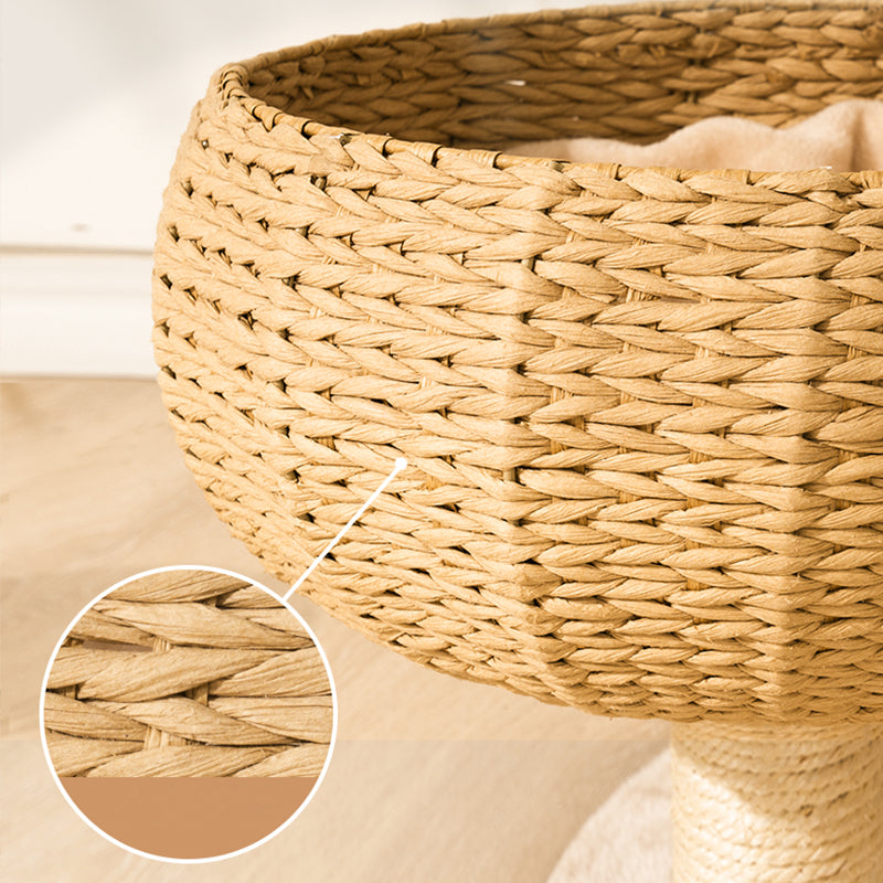detail of wicker nest on Sleeping in the Bowl Cat Tree