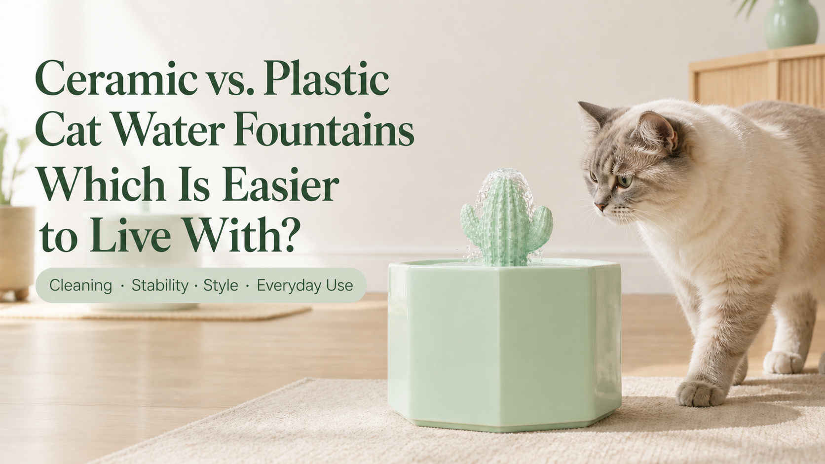 Ceramic vs. Plastic Cat Water Fountains: Which IsEasier to Live With?