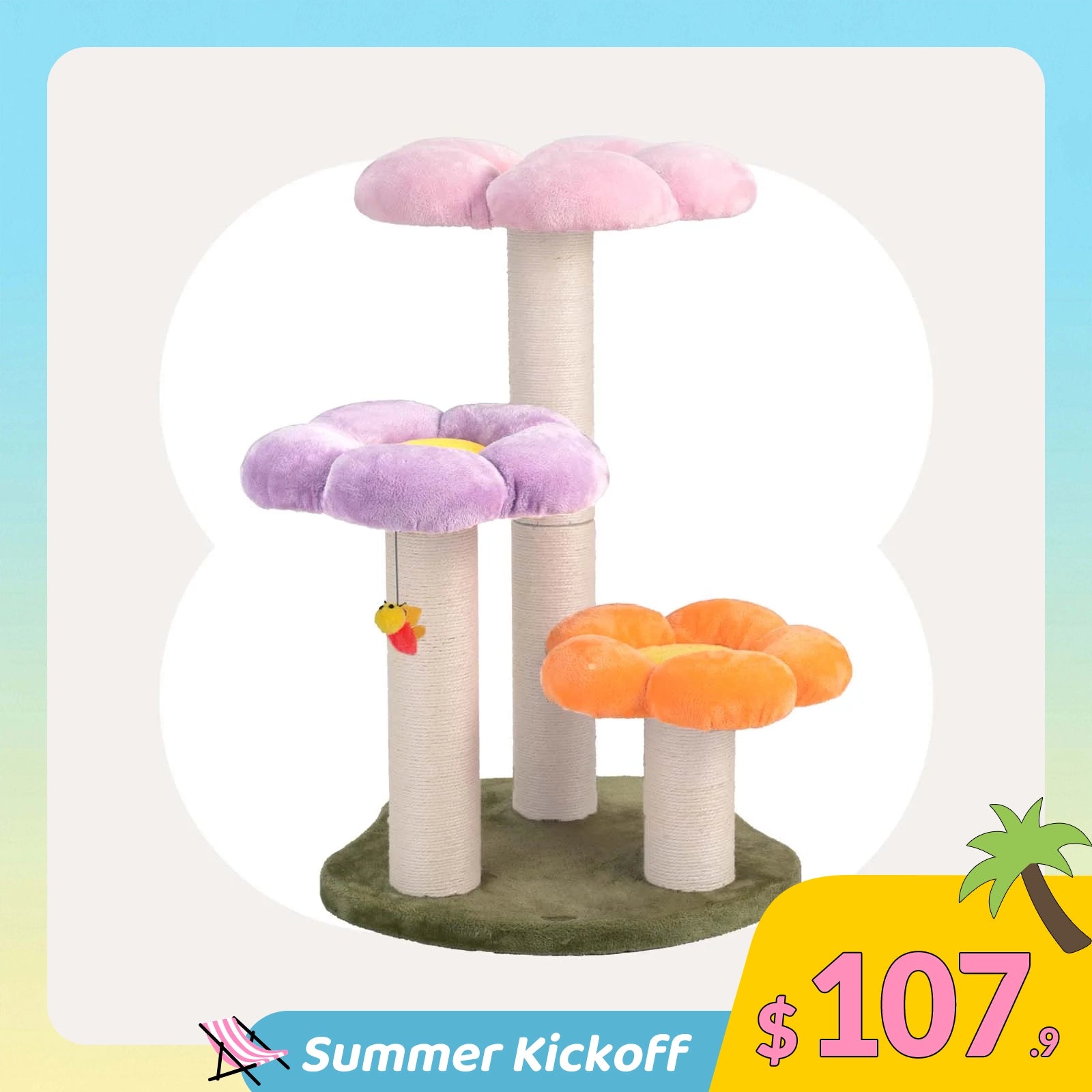 Three Flower Cat Tree